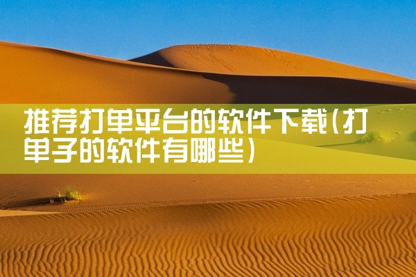 推荐打单平台的软件下载