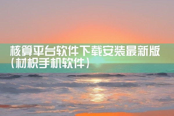 核算平台软件下载安装最新版